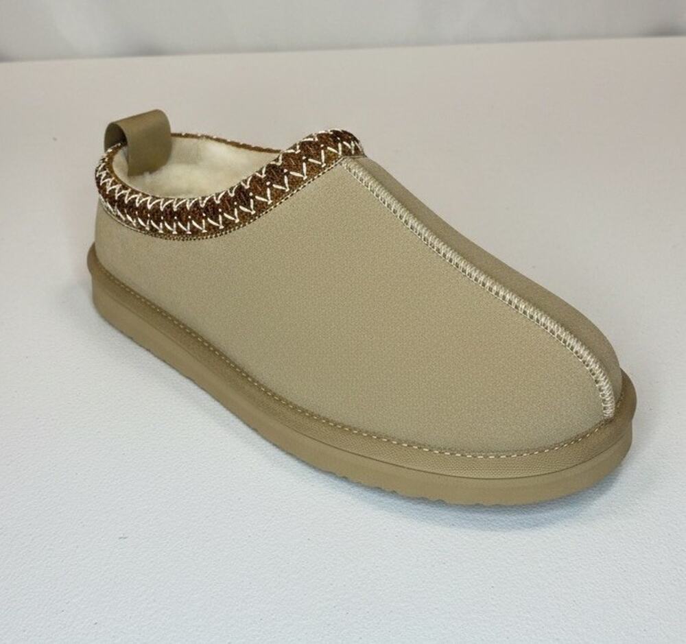 Mazeskin Women's 100% Shearling Genuine Suede Slippers Taupe Size 10